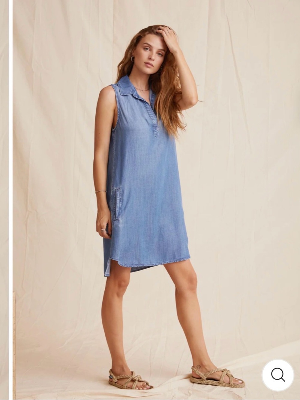 Bella dahl sleeveless a line dress in chambray sz m